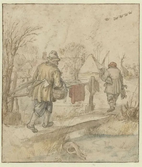 Framed Print : Return of the Duck Hunters / verso: Sketches of Ships and of a Man in Winter Clothing, c.1610-c.1615 Creator: Hendrick Avercamp Framed Print : Return of the Duck Hunters / verso: Sketches of Ships and of a Man in Winter Clothing, c.1610-c.1615 Creator: Hendrick Avercamp