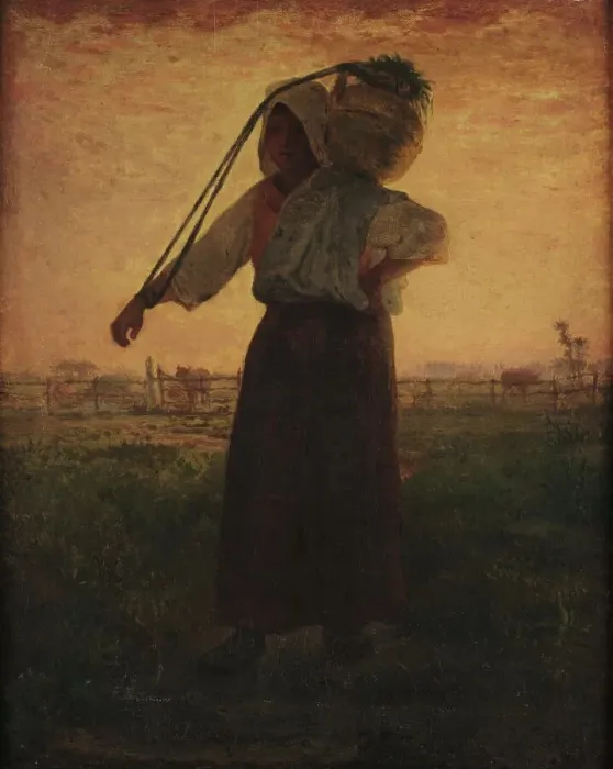 Framed Print : The return from the farm, 1850. Creator: Millet, Jean-François (1814-1875) Framed Print : The return from the farm, 1850. Creator: Millet, Jean-François (1814-1875)