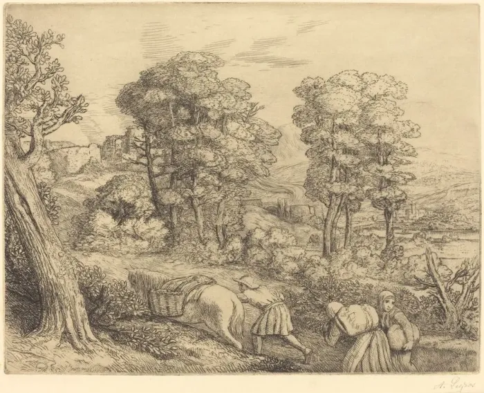 Framed Print : Return to the Farm (Le retour a la ferme). Creator: Alphonse Legros Framed Print : Return to the Farm (Le retour a la ferme). Creator: Alphonse Legros