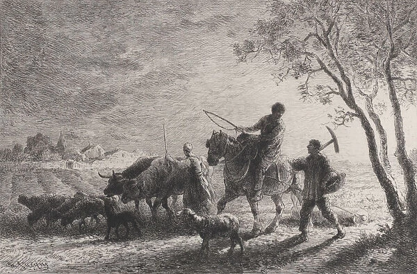 The Return from the Fields, 1865. Creator: Charles Emile Jacque