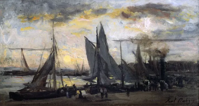 Framed Print : The Return of the Fishermen, late 19th century. Artist: Karl Daubigny Framed Print : The Return of the Fishermen, late 19th century. Artist: Karl Daubigny