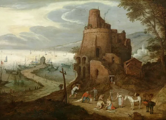 Framed Print : Return from the Fishing, 16th century. Creator: Anon Framed Print : Return from the Fishing, 16th century. Creator: Anon