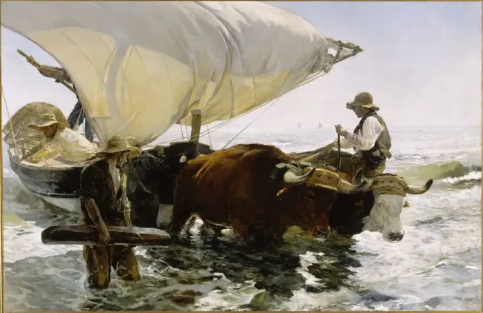Framed Print : Return from Fishing: Towing the Bark, c. 1895 Framed Print : Return from Fishing: Towing the Bark, c. 1895