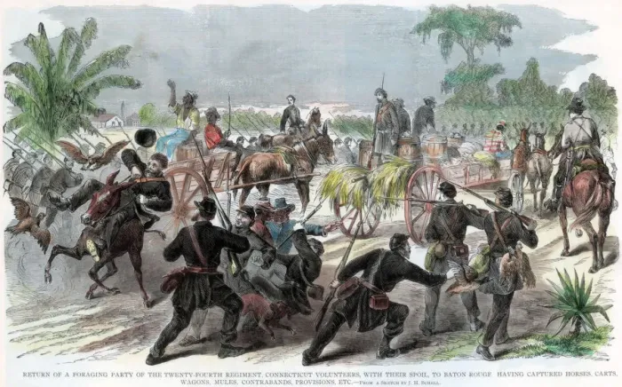 Framed Print : Return of a foraging party to Baton Rouge, Louisiana, American Civil War, c1862 Framed Print : Return of a foraging party to Baton Rouge, Louisiana, American Civil War, c1862