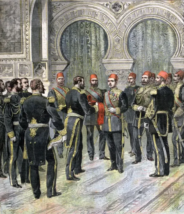 Framed Print : Return of the Grand Cordon of the Legion of Honour to the New Khedive of Egypt, 1892. Artist: Henri Meyer Framed Print : Return of the Grand Cordon of the Legion of Honour to the New Khedive of Egypt, 1892. Artist: Henri Meyer