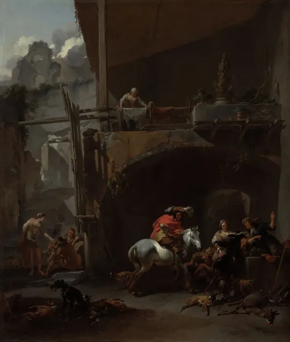 Framed Print : The Return from the Hunt, 1660s. Creator: Nicolaes Berchem Framed Print : The Return from the Hunt, 1660s. Creator: Nicolaes Berchem