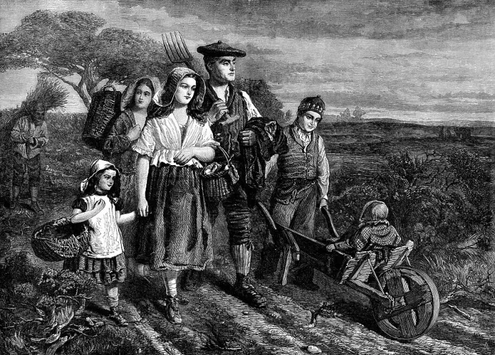 Framed Print : Return from Labour, by W. Fyfe, in the Scottish Gallery, Pall-Mall, 1871. Creator: Unknown