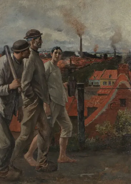 Framed Print : Return of the Miners, c1860-1900. Creator: Constantin Emile Meunier