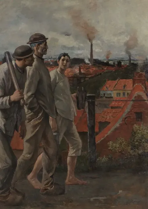 Framed Print : Return of the Miners. Creator: Meunier, Constantin Emile (1831-1905) Framed Print : Return of the Miners. Creator: Meunier, Constantin Emile (1831-1905)