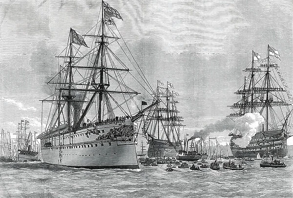 Return of the Prince of Wales: the Serapis coming alongside the Jetty at Portsmouth, 1876. Creator: Unknown