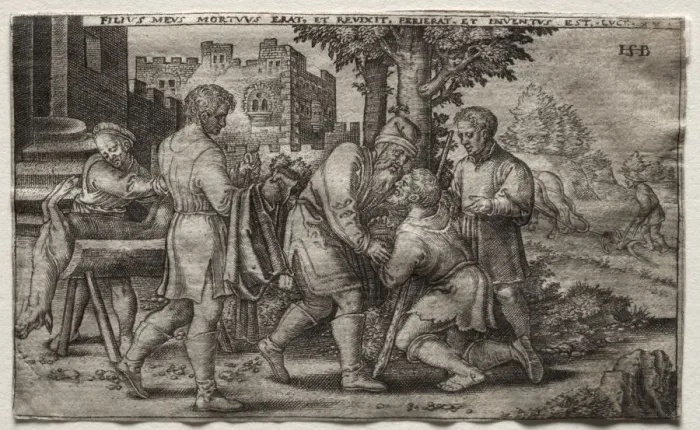 Framed Print : The Return of the Prodigal Son, 1500s(?). Creator: Unknown Framed Print : The Return of the Prodigal Son, 1500s(?). Creator: Unknown