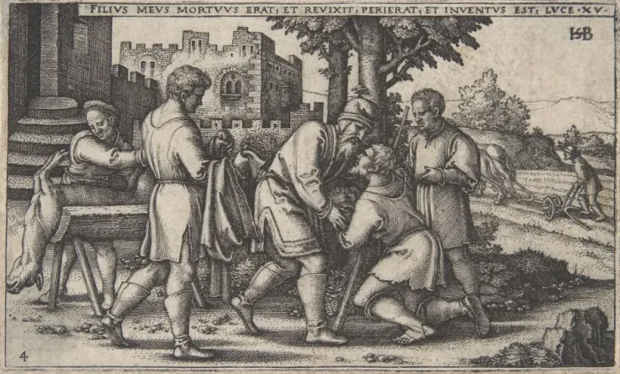 Framed Print : Return of the Prodigal Son, from The History of the Prodigal Son, ca. 1540 Framed Print : Return of the Prodigal Son, from The History of the Prodigal Son, ca. 1540