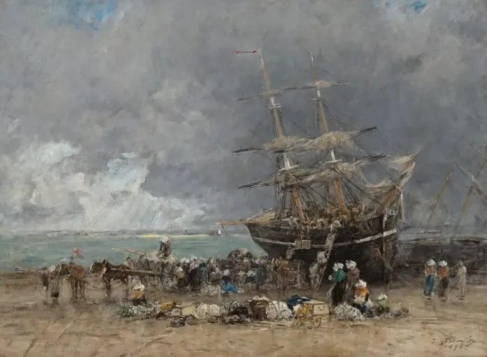 Framed Print : Return of the Terre-Neuvier, 1875. Creator: Eugene Louis Boudin Framed Print : Return of the Terre-Neuvier, 1875. Creator: Eugene Louis Boudin