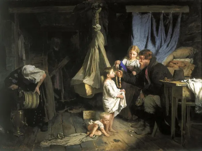 Framed Print : Return from Town, 1870. Artist: Alexei Ivanovich Korzukhin