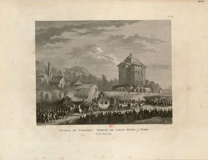 Framed Print : Return from Varennes, Arrival of Louis Capet in Paris, 1802. Creator: Duplessis-Bertaux