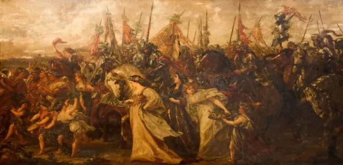 Framed Print : The Return Of The Victors, 1878-1879. Creator: Sir John Gilbert Framed Print : The Return Of The Victors, 1878-1879. Creator: Sir John Gilbert