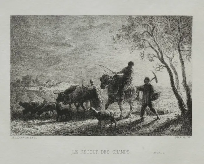 Framed Print : Returning from the Fields. Creator: Charles-Emile Jacque (French, 1813-1894) Framed Print : Returning from the Fields. Creator: Charles-Emile Jacque (French, 1813-1894)