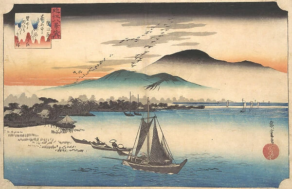 Returning Geese at Katada, 19th century. Creator: Ando Hiroshige