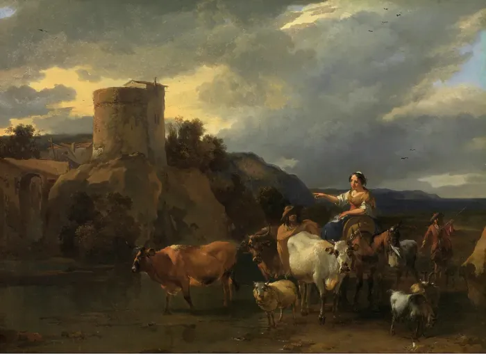 Framed Print : Returning from the Meadow, c1640-1683. Creator: Nicolaes Berchem Framed Print : Returning from the Meadow, c1640-1683. Creator: Nicolaes Berchem
