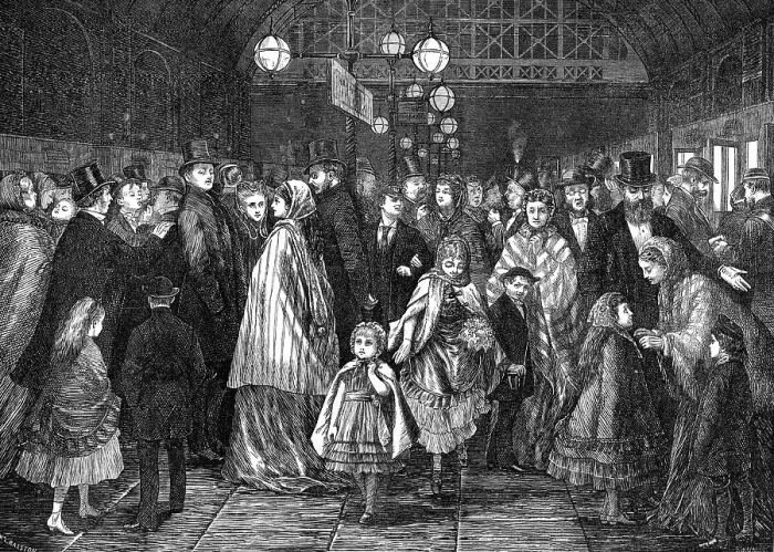 Framed Print : Returning from the pantomime - the last train, 1871. Creator: Joseph Swain Framed Print : Returning from the pantomime - the last train, 1871. Creator: Joseph Swain