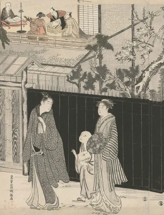 Framed Print : Returning from a Poetry Gathering, Japan, c. 1785 / 89. Creator: Kubo Shunman Framed Print : Returning from a Poetry Gathering, Japan, c. 1785 / 89. Creator: Kubo Shunman