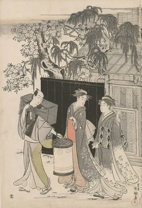 Framed Print : Returning from a Poetry Gathering, Japan, c. 1785 / 89. Creator: Kubo Shunman Framed Print : Returning from a Poetry Gathering, Japan, c. 1785 / 89. Creator: Kubo Shunman
