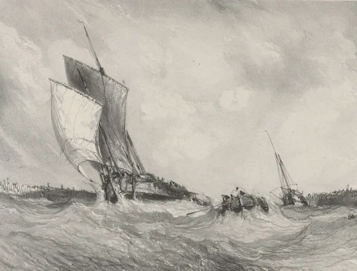 Framed Print : Returning to the Port, 1833. Creator: Eugene Isabey Framed Print : Returning to the Port, 1833. Creator: Eugene Isabey