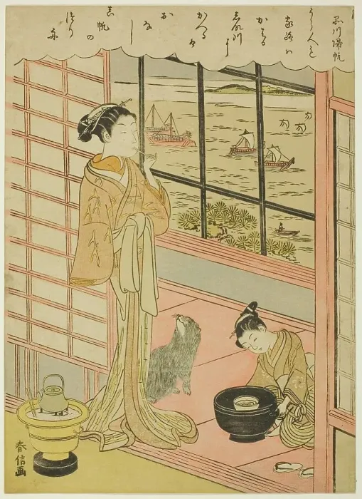 Framed Print : Returning Sails at Shinagawa (Shinagawa no kihan), from the series Eight Fashionable... c.1768 / 69. Creator: Suzuki Harunobu. Returning Sails at Shinagawa (Shinagawa no kihan), from the series Eight Fashionable... c.1768 / 69 Framed Print : Returning Sails at Shinagawa (Shinagawa no kihan), from the series Eight Fashionable... c.1768 / 69. Creator: Suzuki Harunobu. Returning Sails at Shinagawa (Shinagawa no kihan), from the series Eight Fashionable... c.1768 / 69