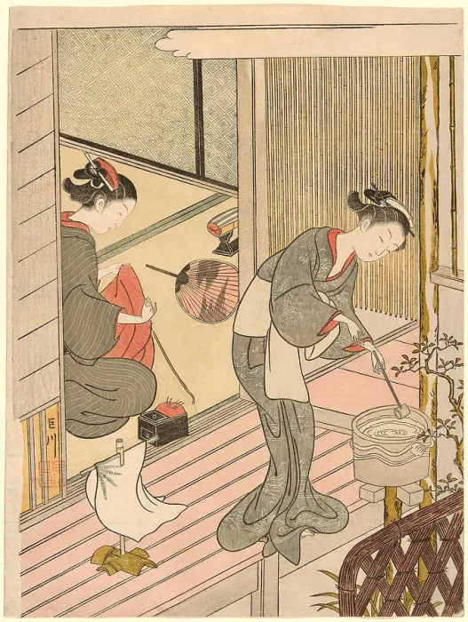 Framed Print : Returning Sails of the Towel Rack (Tenugui-kake no kihan), from the series Eight Views... c. 1766. Creator: Suzuki Harunobu. Returning Sails of the Towel Rack (Tenugui-kake no kihan), from the series Eight Views... c. 1766 Framed Print : Returning Sails of the Towel Rack (Tenugui-kake no kihan), from the series Eight Views... c. 1766. Creator: Suzuki Harunobu. Returning Sails of the Towel Rack (Tenugui-kake no kihan), from the series Eight Views... c. 1766