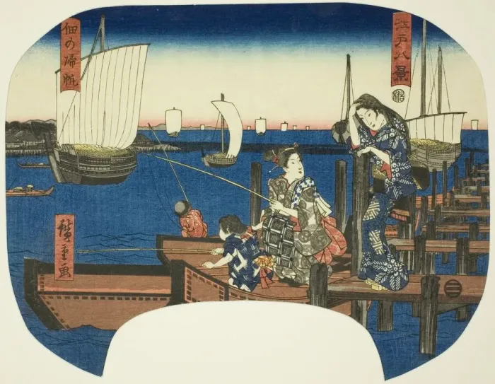 Framed Print : Returning Sails at Tsukuda (Tsukuda no kihan), from the series Eight Views of Edo... c.1844 / 46. Creator: Ando Hiroshige. Returning Sails at Tsukuda (Tsukuda no kihan), from the series Eight Views of Edo... c.1844 / 46. Creator: Ando Hiroshige Framed Print : Returning Sails at Tsukuda (Tsukuda no kihan), from the series Eight Views of Edo... c.1844 / 46. Creator: Ando Hiroshige. Returning Sails at Tsukuda (Tsukuda no kihan), from the series Eight Views of Edo... c.1844 / 46. Creator: Ando Hiroshige
