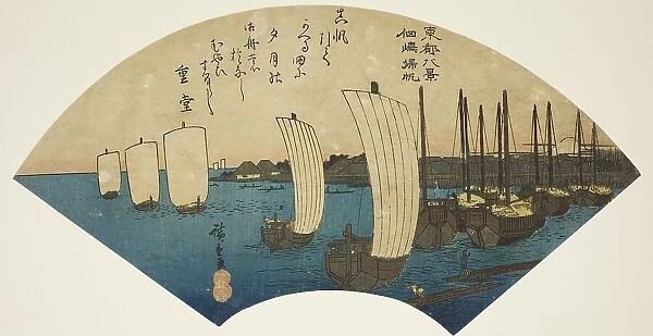 Returning Sails at Tsukudajima (Tsukudajima kihan), from the series 'Eight Views of the...', 1836 / 37 Creator: Ando Hiroshige. Returning Sails at Tsukudajima (Tsukudajima kihan), from the series 'Eight Views of the...'