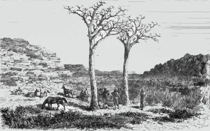Framed Print : Returning from a Trading Trip; Life in a South African Colony, 1875. Creator: Unknown Framed Print : Returning from a Trading Trip; Life in a South African Colony, 1875. Creator: Unknown
