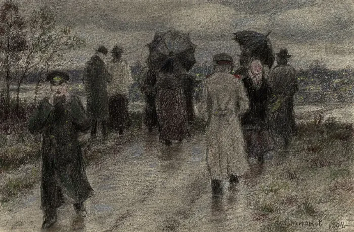 Framed Print : Returning from an Unsuccessful Picnic in the Taiga. Irkutsk, 1904. Creator: Boris Vasilievich Smirnov Framed Print : Returning from an Unsuccessful Picnic in the Taiga. Irkutsk, 1904. Creator: Boris Vasilievich Smirnov