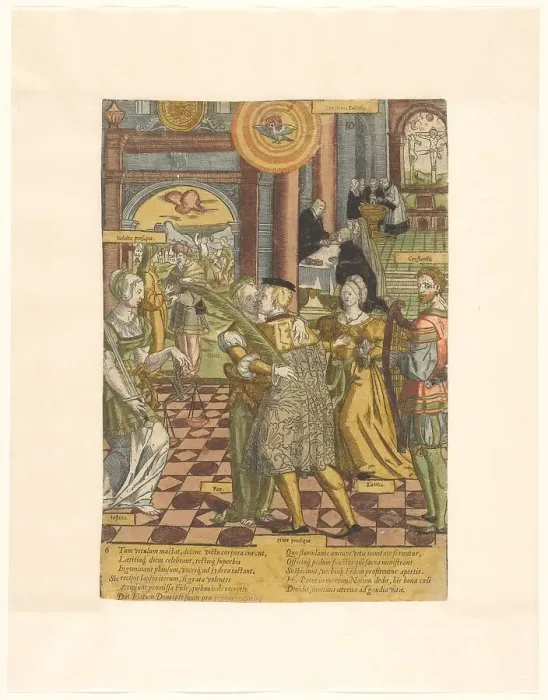 Framed Print : The reunification and forgiveness of the prodigal son, c.1540-c.1550. Creator: Cornelis Anthonisz Framed Print : The reunification and forgiveness of the prodigal son, c.1540-c.1550. Creator: Cornelis Anthonisz