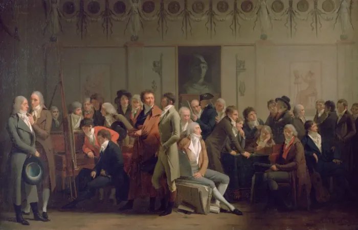 Framed Print : Reunion of Artists in the Studio of Isabey, 1798. Artist: Louis Leopold Boilly Framed Print : Reunion of Artists in the Studio of Isabey, 1798. Artist: Louis Leopold Boilly