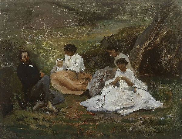 Réunion de famille à Bourron-Marlotte (Théodore de Banville dans la forêt de Fontainebleau), 1857. Creator: Jules Breton
