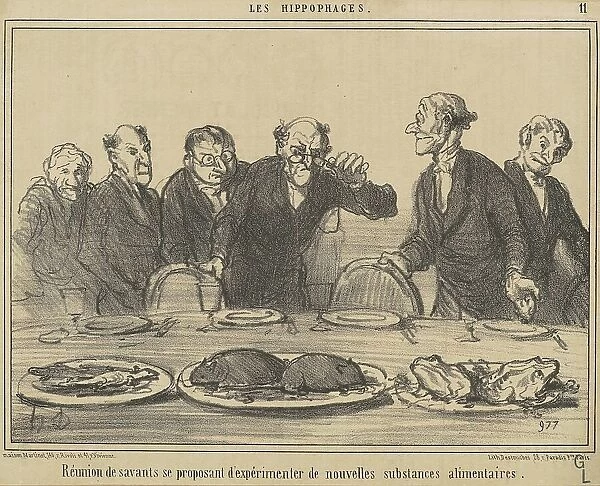 Réunion de Savants se proposant... 19th century. Creator: Honore Daumier
