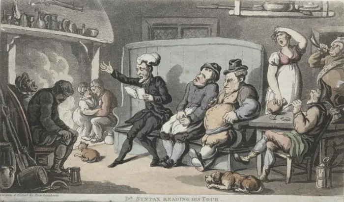 Framed Print : The Rev. Dr. Syntax Reading his Tour. Creator: Thomas Rowlandson (British, 1756-1827) Framed Print : The Rev. Dr. Syntax Reading his Tour. Creator: Thomas Rowlandson (British, 1756-1827)