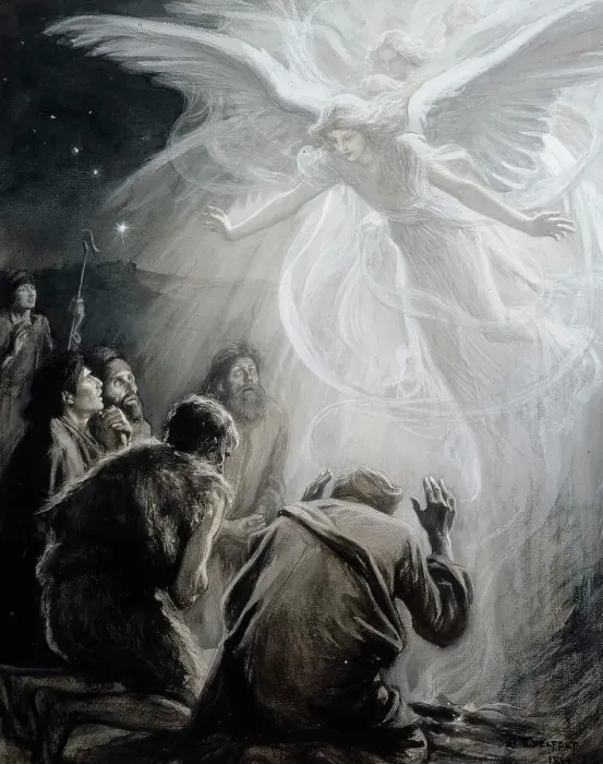 Framed Print : Revelation of angels to shepherds, 1899. Creator: Albert Edelfelt Framed Print : Revelation of angels to shepherds, 1899. Creator: Albert Edelfelt