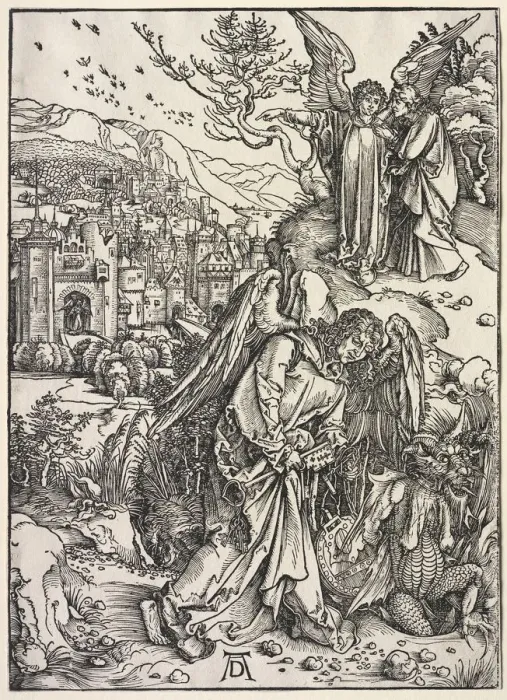 Framed Print : Revelation of St. John: Angel with the Key of the Bottomless Pit, 1511