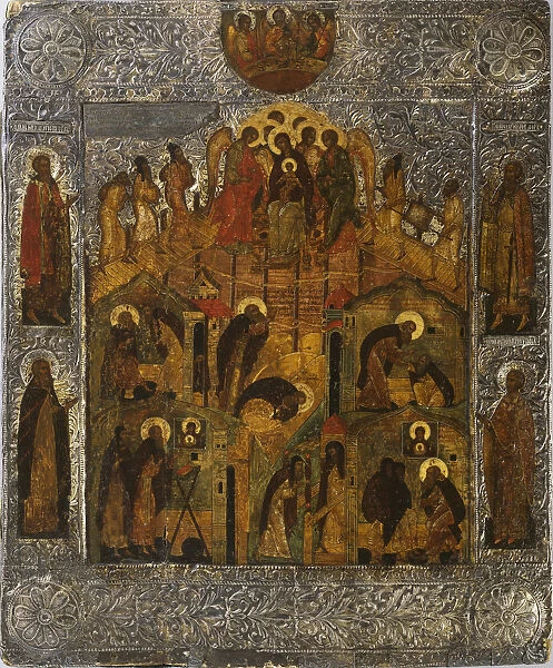 The Revelation of Virgin Mary to Saint Alexander Svirsky, 1600s. Creator: Russian icon