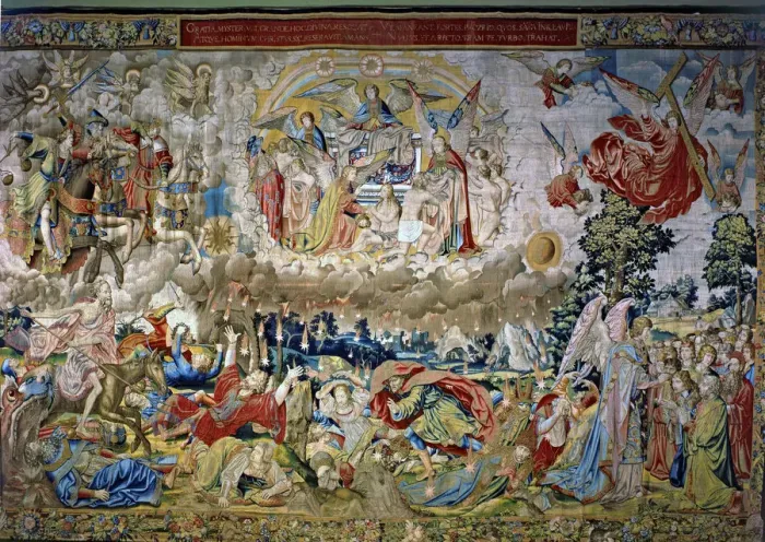 Framed Print : The Revelations, a collection of eight panels woven in Brussels in the sixteenth century Framed Print : The Revelations, a collection of eight panels woven in Brussels in the sixteenth century
