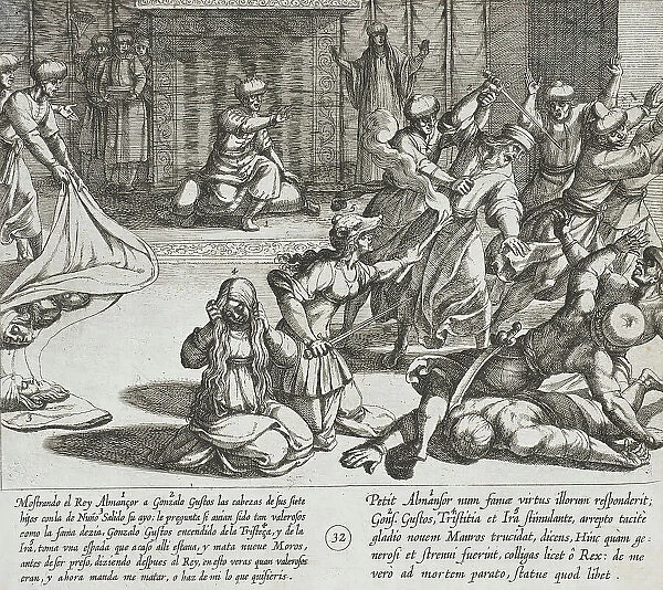 In Revenge, Gonzalo Gustos Slays Nine Moors, 1612. Creator: Antonio Tempesta