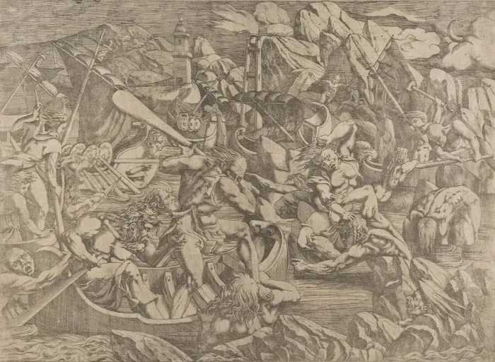 Framed Print : Revenge of Nauplius, 1540-45. Creator: Antonio Fantuzzi Framed Print : Revenge of Nauplius, 1540-45. Creator: Antonio Fantuzzi