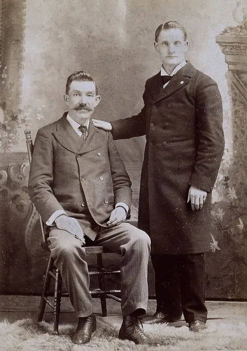 Framed Print : Reverend Eavens, a man with a hole in his chest, seated; with Reverend Kipe, standing, c1880s. Creator: WC Bell Framed Print : Reverend Eavens, a man with a hole in his chest, seated; with Reverend Kipe, standing, c1880s. Creator: WC Bell