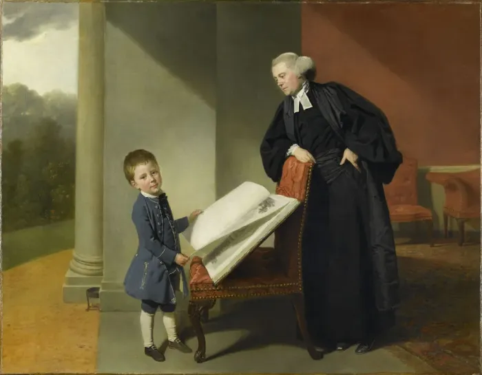 Framed Print : Reverend Randall Burroughes and his son Ellis, 1769. Creator: Zoffani, Johann (1733-1810) Framed Print : Reverend Randall Burroughes and his son Ellis, 1769. Creator: Zoffani, Johann (1733-1810)