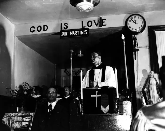 Framed Print : Reverend Vondell Gassaway, pastor of the St. Martins Spiritual Church... Washington, D.C. 1942. Creator: Gordon Parks Framed Print : Reverend Vondell Gassaway, pastor of the St. Martins Spiritual Church... Washington, D.C. 1942. Creator: Gordon Parks