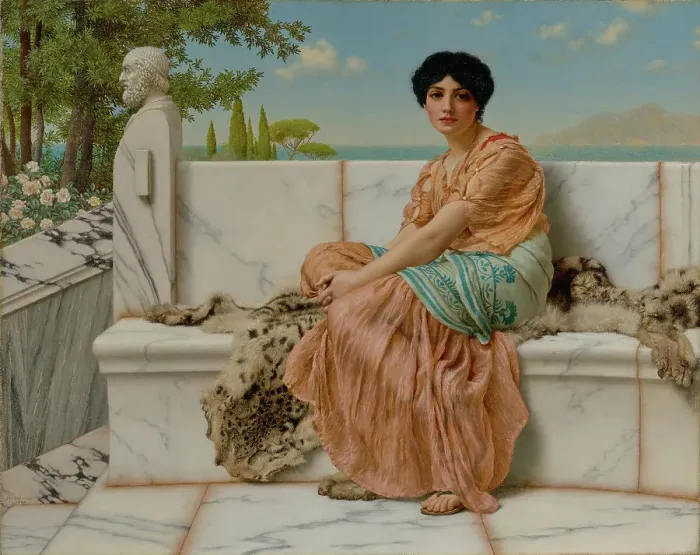 Framed Print : Reverie, 1904. Creator: John William Godward Framed Print : Reverie, 1904. Creator: John William Godward