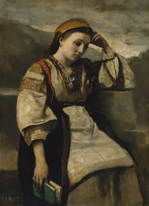 Framed Print : Reverie, ca. 1860-65. Creator: Jean-Baptiste-Camille Corot Framed Print : Reverie, ca. 1860-65. Creator: Jean-Baptiste-Camille Corot