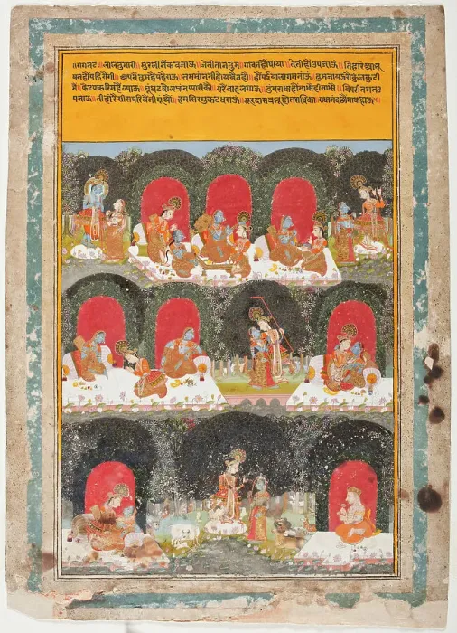 Framed Print : The Reversal of Roles, Episodes from the Krishna Lila (The Play of Krishna)... c1725. Creator: Unknown Framed Print : The Reversal of Roles, Episodes from the Krishna Lila (The Play of Krishna)... c1725. Creator: Unknown